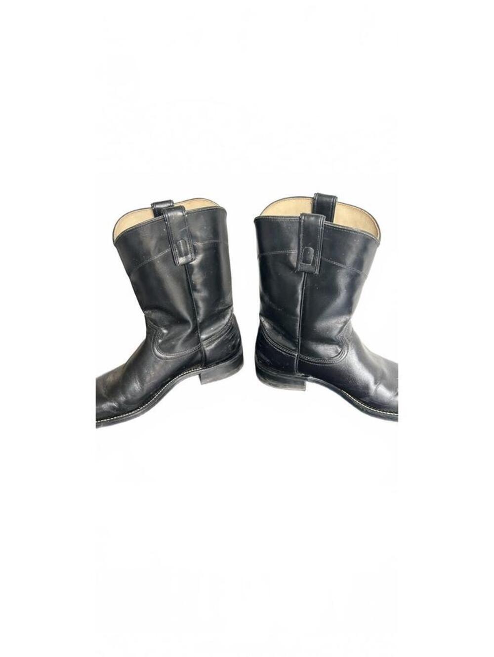 Vintage Roy Cooper Black Leather Western Roper Boots USA 9 D